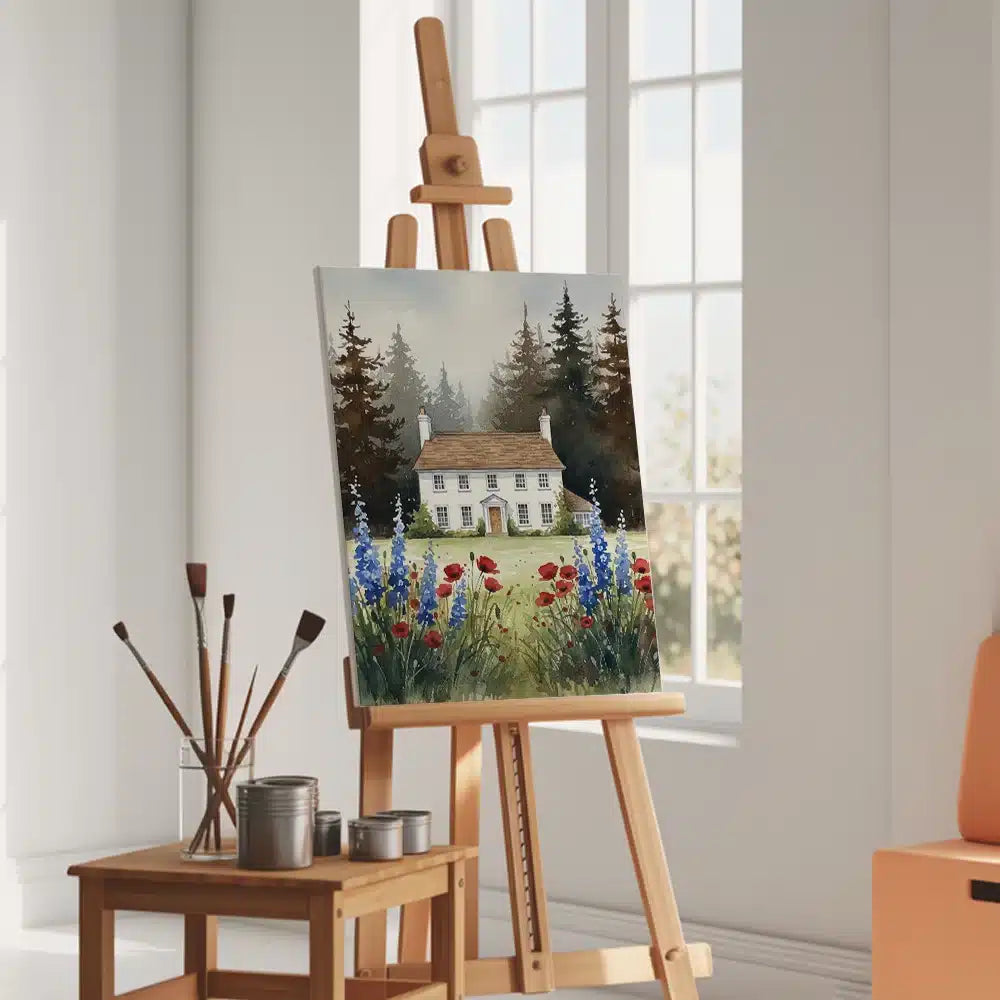 Malen nach Zahlen - Dorf-Cottage-Garten