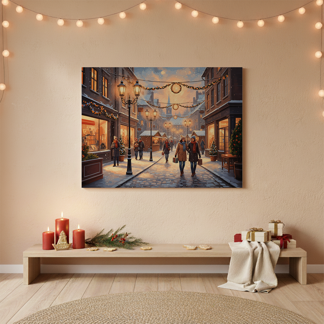 Malen nach Zahlen - Festliche Straßenbeleuchtung