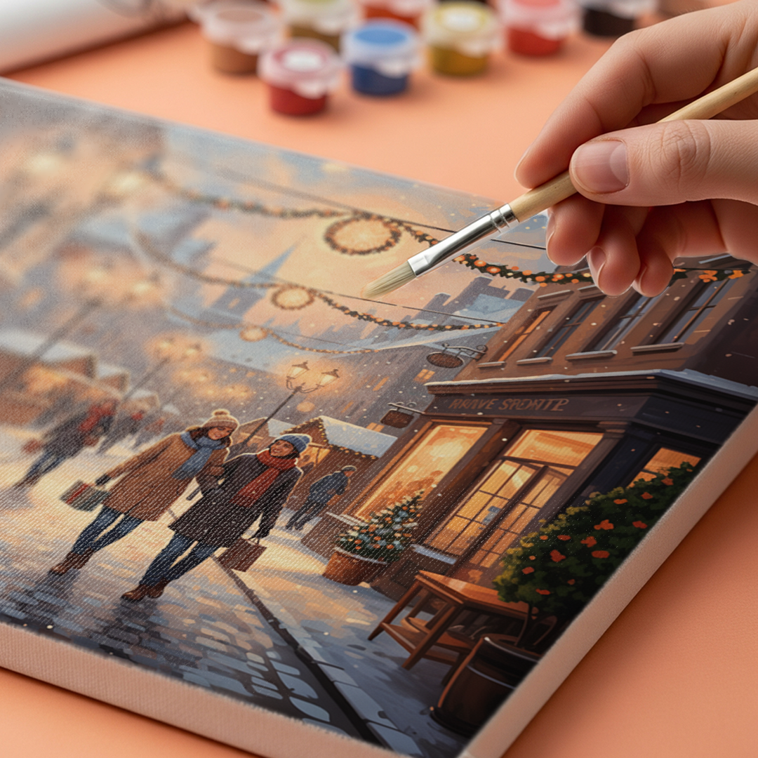 Malen nach Zahlen - Festliche Straßenbeleuchtung