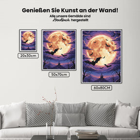 Malen nach Zahlen - Fledermäuse über dem Vollmond