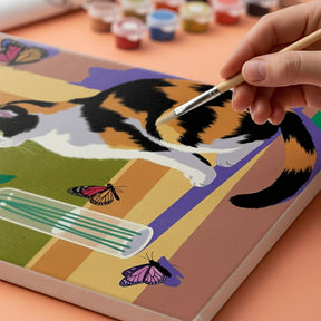 Malen nach Zahlen - Getigerte Katze Floral