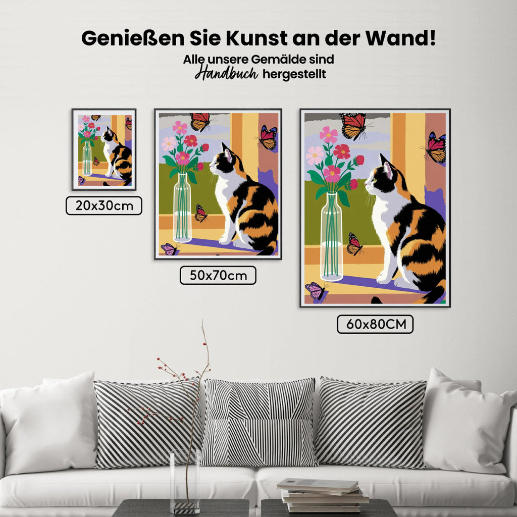 Malen nach Zahlen - Getigerte Katze Floral