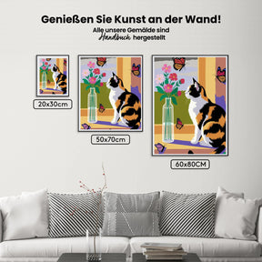 Malen nach Zahlen - Getigerte Katze Floral
