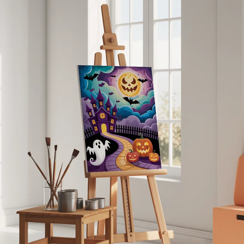 Malen nach Zahlen - Halloween-Stadtgeist