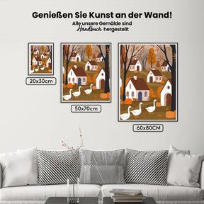 Malen nach Zahlen - Herbstgänse Kürbis