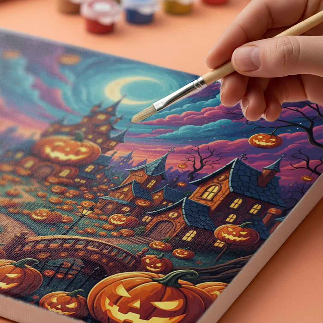 Malen nach Zahlen - Jack-O'-Lantern-Dorf