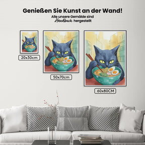 Malen nach Zahlen - Katze isst Ramen
