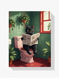 Malen nach Zahlen - Katze liest Zeitung im Badezimmer