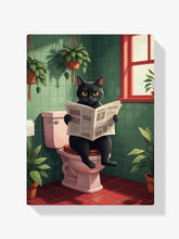 Malen nach Zahlen - Katze liest Zeitung im Badezimmer