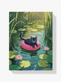 Malen nach Zahlen - Katze schwimmt im See