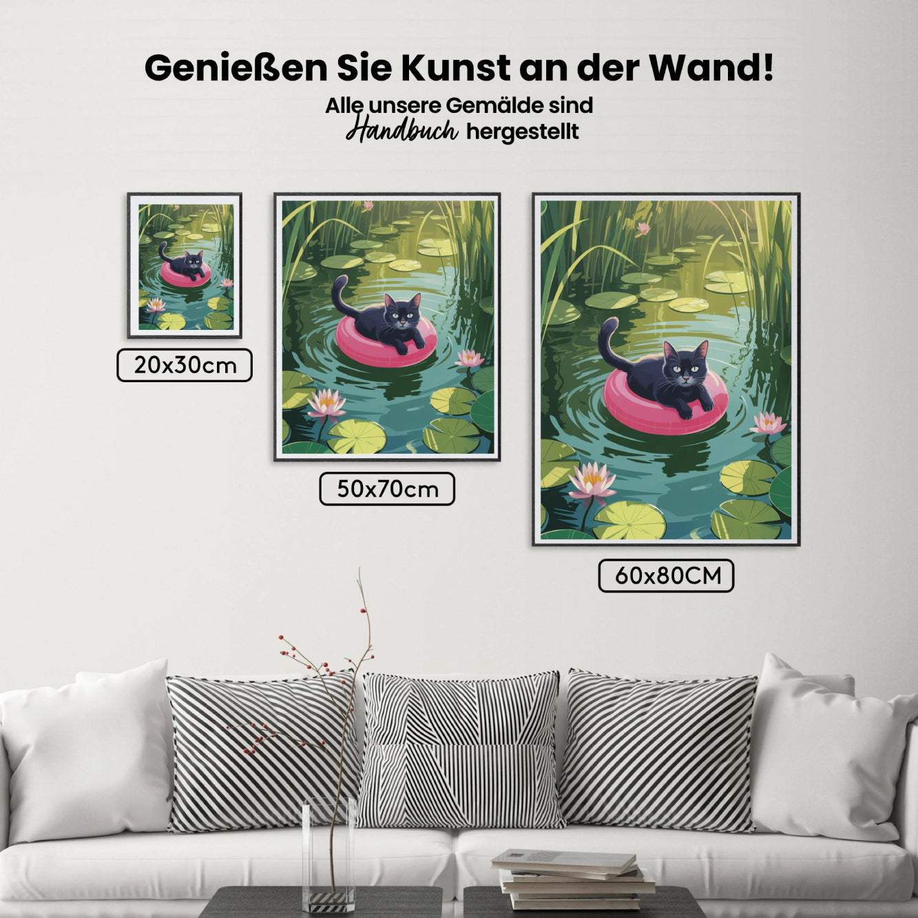 Malen nach Zahlen - Katze schwimmt im See