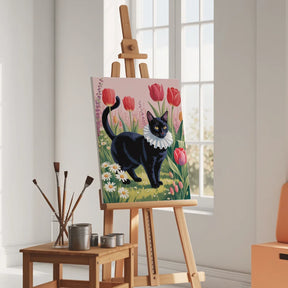 Malen nach Zahlen - Katzen-Kuscheldecke mit Blumenmuster