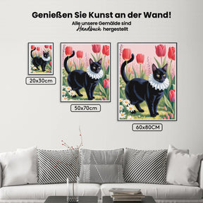Malen nach Zahlen - Katzen-Kuscheldecke mit Blumenmuster