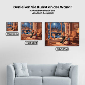 Malen nach Zahlen - Kinder am Fenster