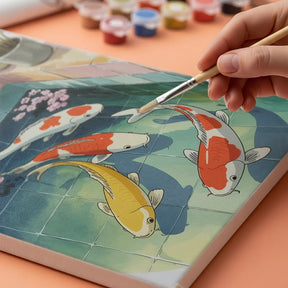 Malen nach Zahlen - Koi-Fische schwimmen in der Badewanne