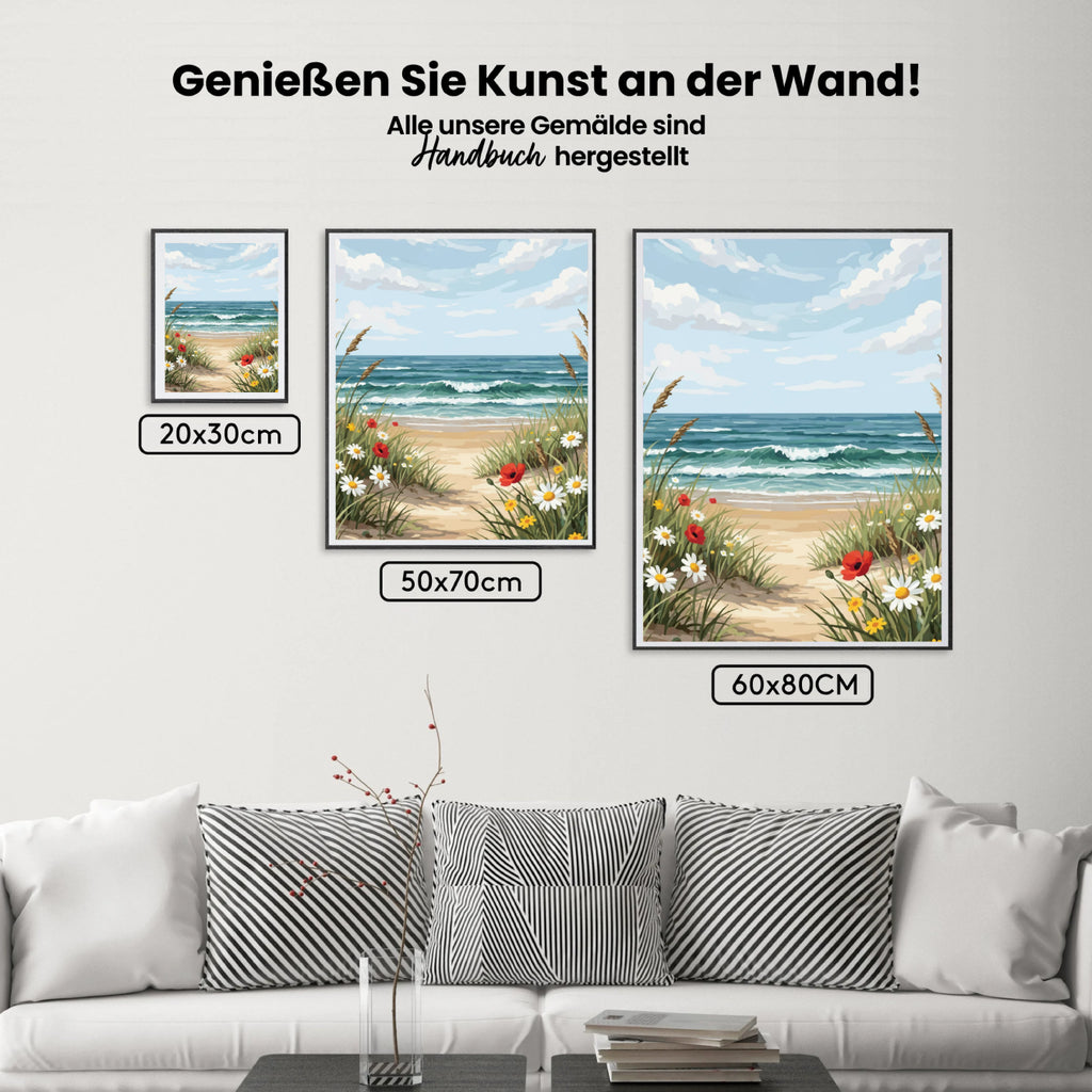 Malen nach Zahlen - Küstenstrand Wildblumenfeld