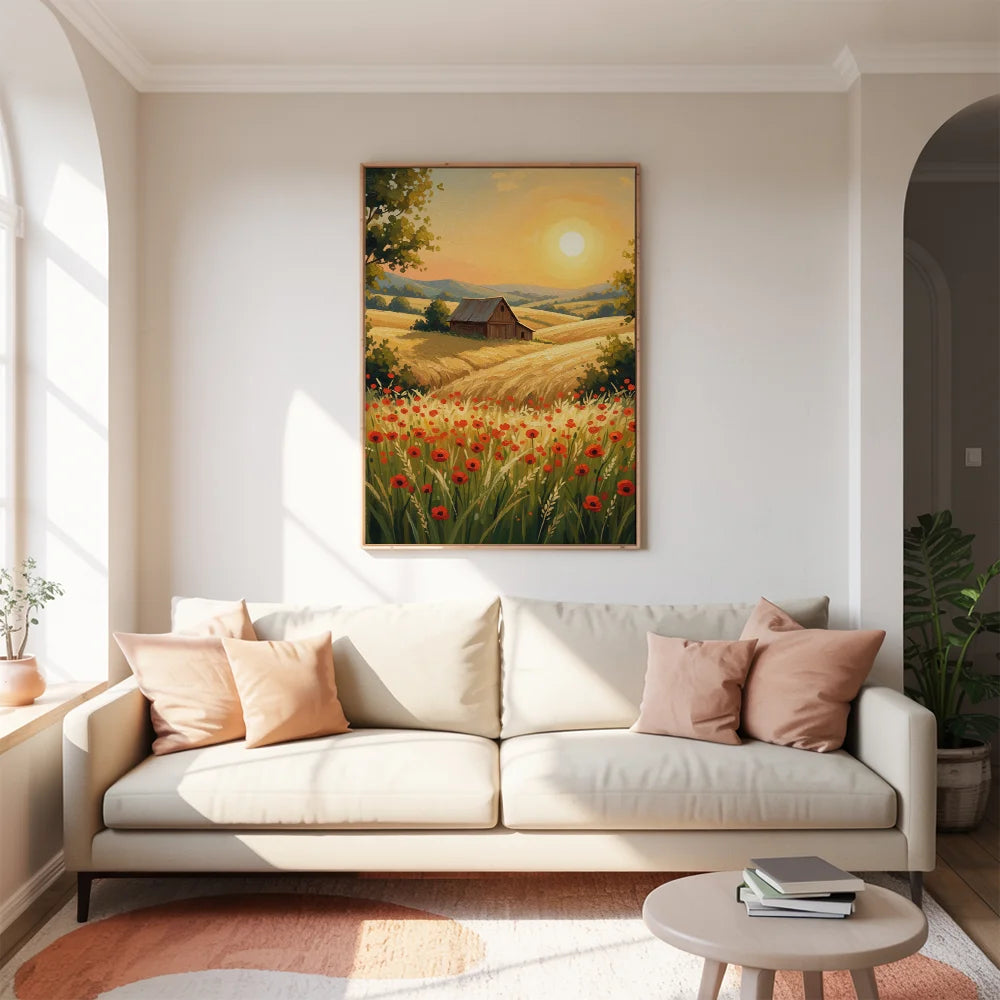 Malen nach Zahlen - Landschaft mit Sonnenuntergang und Bergen