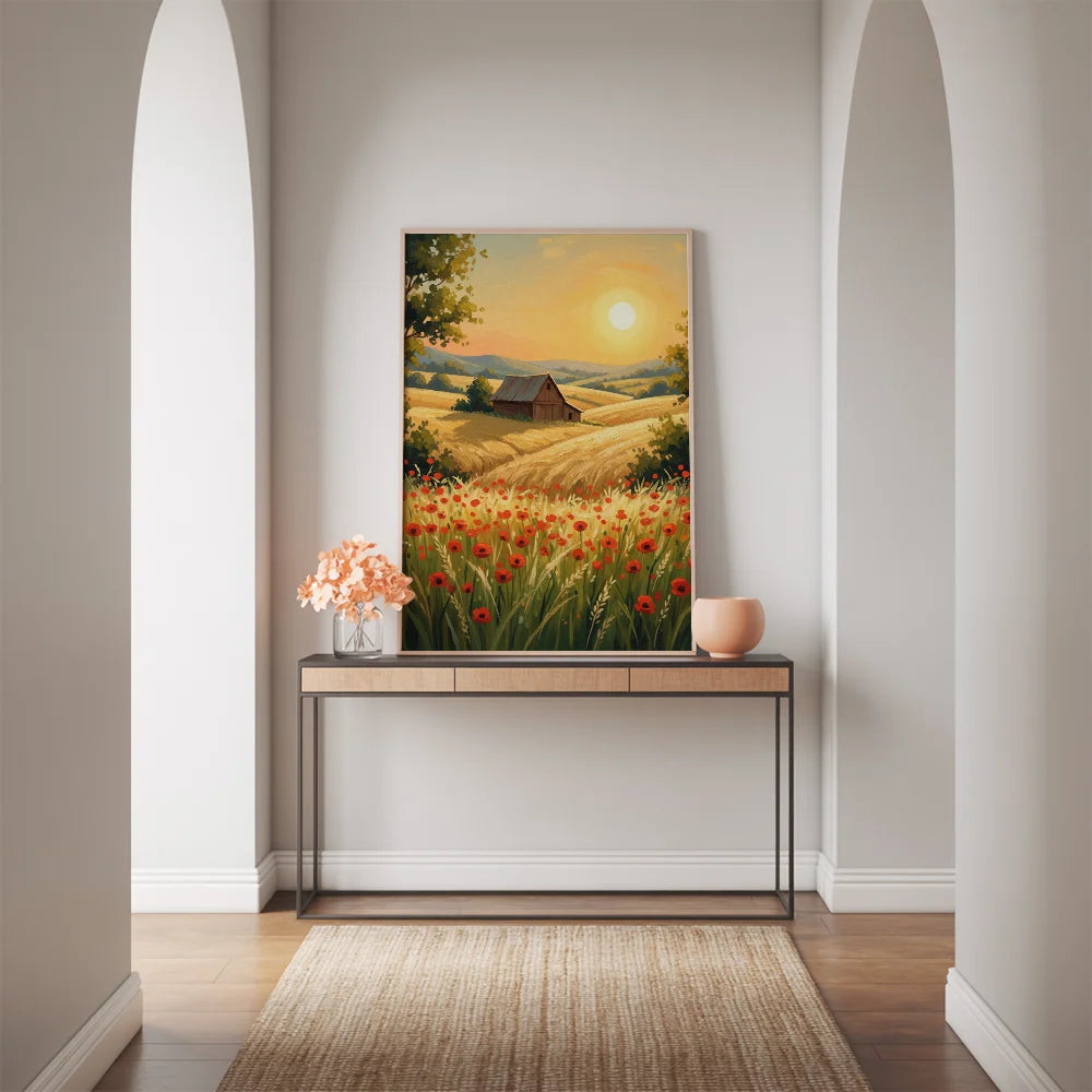 Malen nach Zahlen - Landschaft mit Sonnenuntergang und Bergen