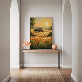 Malen nach Zahlen - Landschaft mit Sonnenuntergang und Bergen