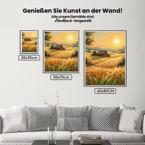 Malen nach Zahlen - Landschaft mit Sonnenuntergang und Bergen
