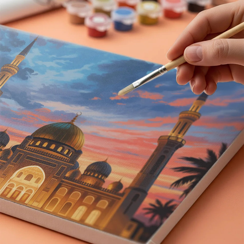 Malen nach Zahlen - Majestätische Moschee bei Sonnenuntergang