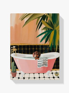 Malen nach Zahlen - Dackel in der Badewanne