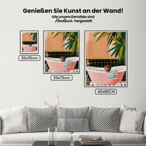 Malen nach Zahlen - Dackel in der Badewanne