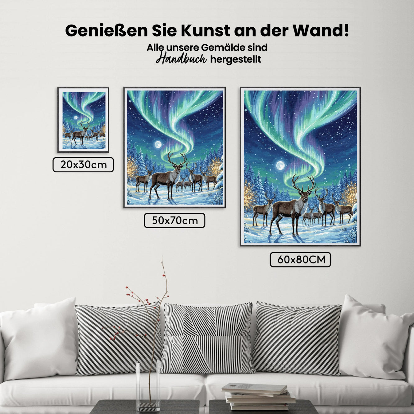 Malen nach Zahlen - Rentiere unter dem Nordlicht