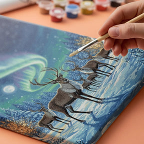 Malen nach Zahlen - Rentiere unter dem Nordlicht