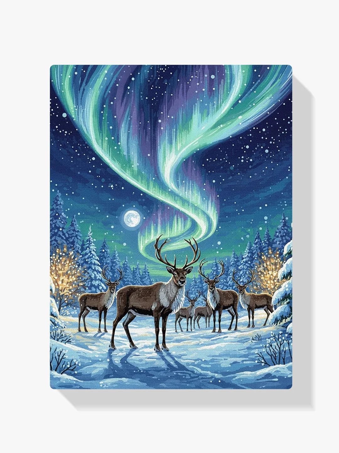 Malen nach Zahlen - Rentiere unter dem Nordlicht