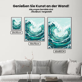 Malen nach Zahlen - Salbeigrün und blaue Wellen
