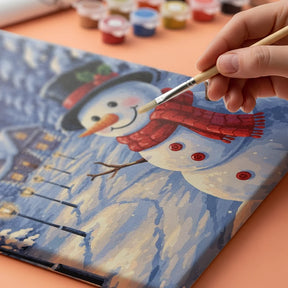 Malen nach Zahlen - Schneemann am Laternenweg