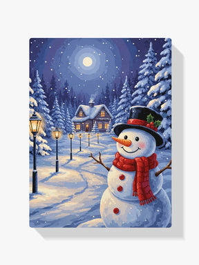Malen nach Zahlen - Schneemann am Laternenweg