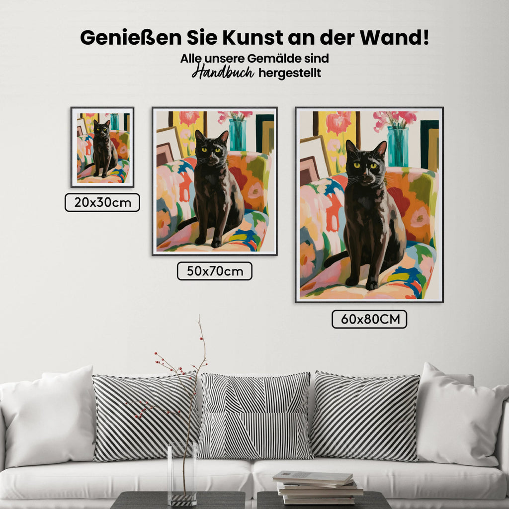 Malen nach Zahlen - Schwarze Katze auf dem Sofa