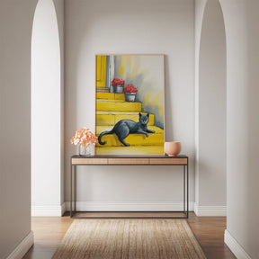 Malen nach Zahlen - Schwarze Katze auf der Treppe