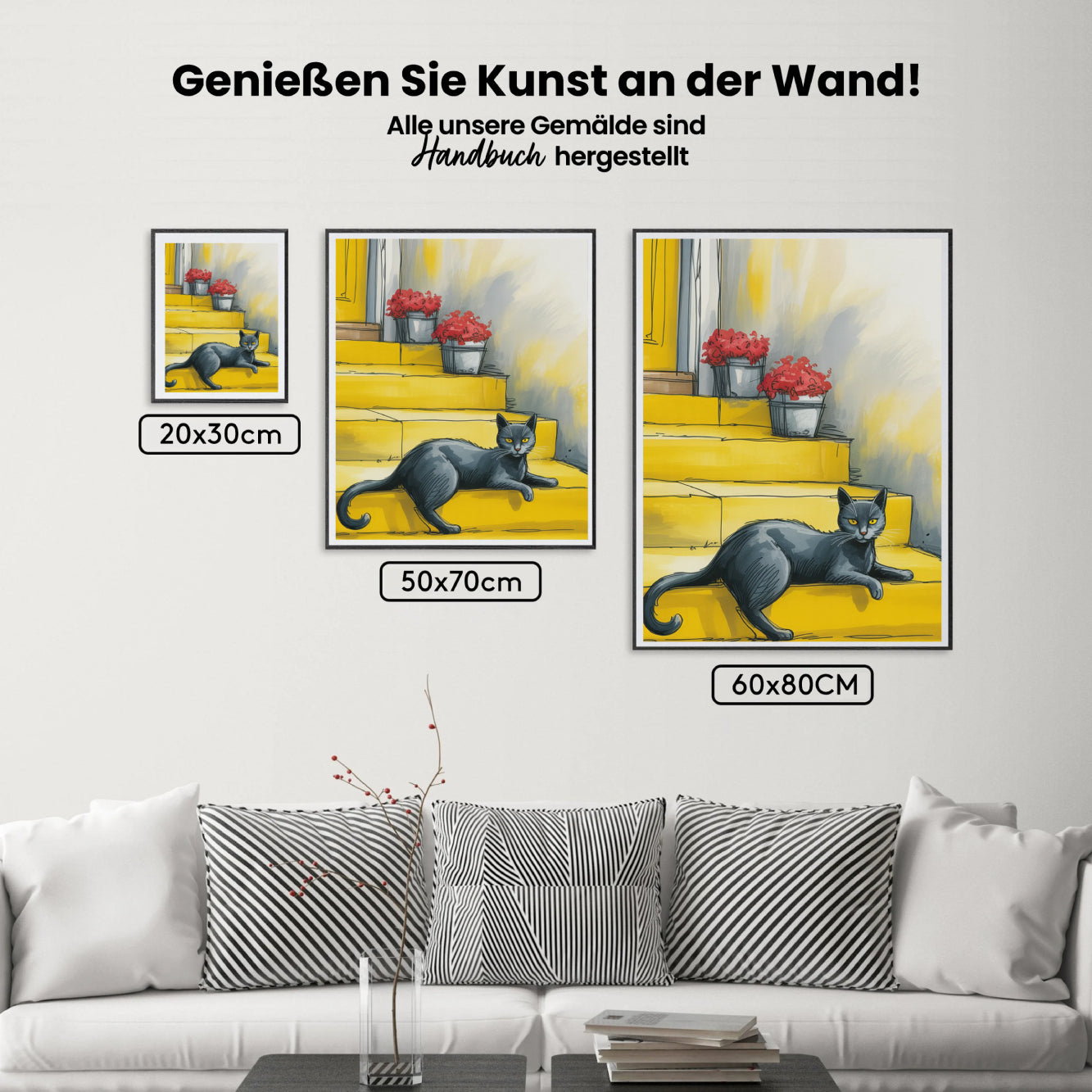 Malen nach Zahlen - Schwarze Katze auf der Treppe