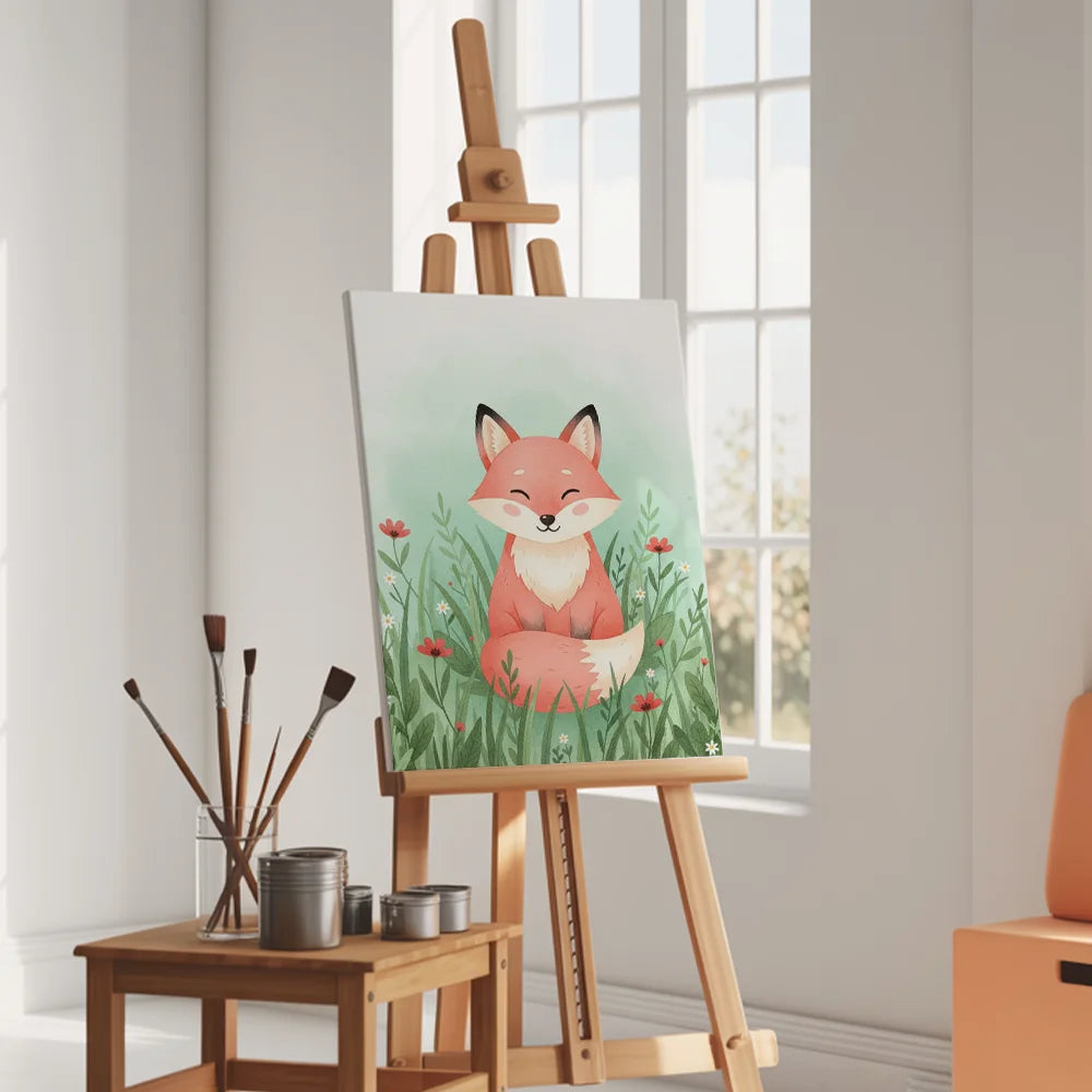 Malen nach Zahlen - Süßer Fuchs mit Blumenwäldchen