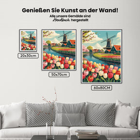 Malen nach Zahlen - Tulpen & Windmühlen