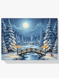 Malen nach Zahlen - Verschneite Brücke mit Weihnachtslaternen