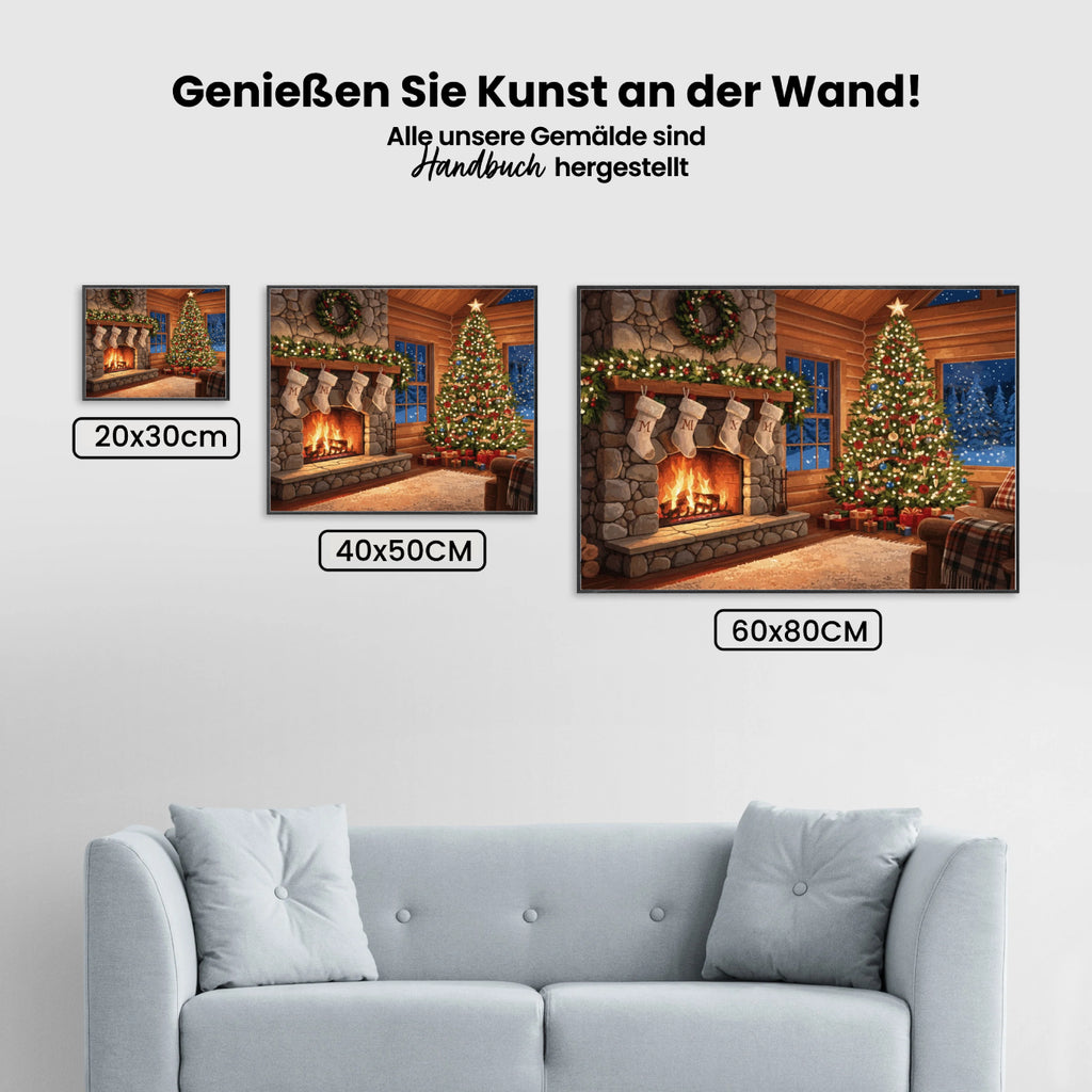 Malen nach Zahlen - Warme Herdfeuer und Weihnachtslichter
