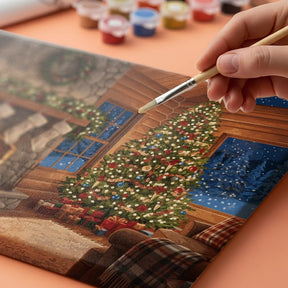 Malen nach Zahlen - Warme Herdfeuer und Weihnachtslichter