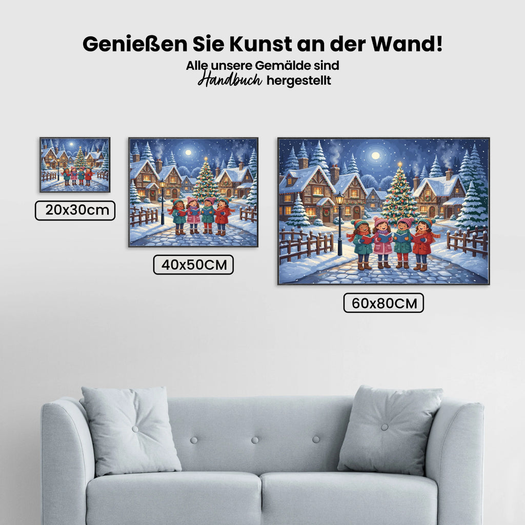 Malen nach Zahlen - Weihnachtsliedersänger im Schnee