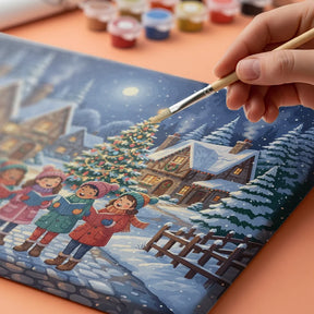 Malen nach Zahlen - Weihnachtsliedersänger im Schnee