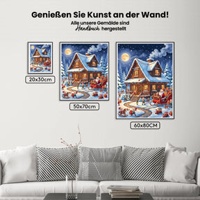 Malen nach Zahlen - Weihnachtsmann-Werkstatt im Schnee