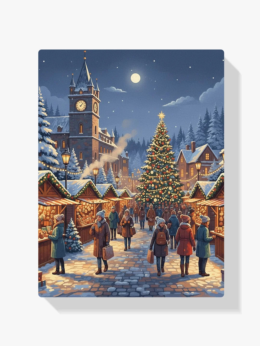 Malen nach Zahlen - Weihnachtsmarkt in der Abenddämmerung