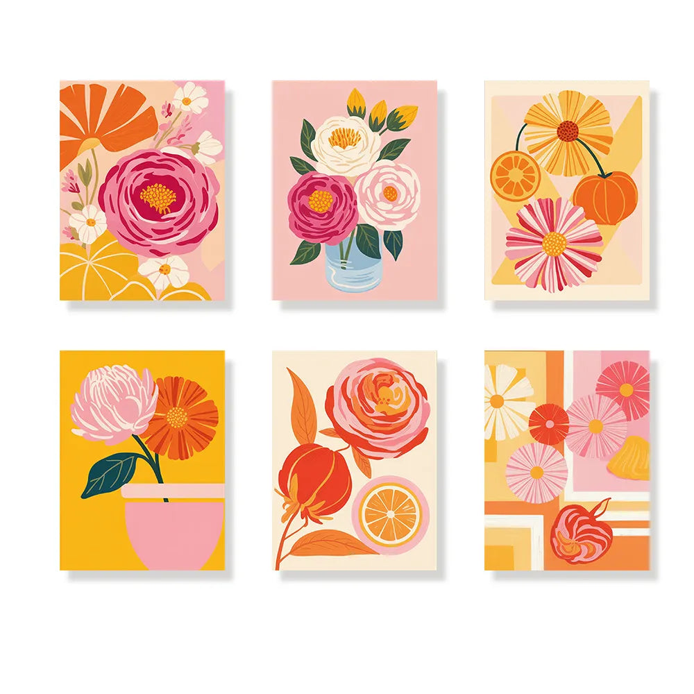 Malen nach Zahlen - 6 Mini-Gemälde | Hitzewelle Blüte-Set