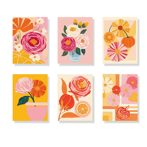 Malen nach Zahlen - 6 Mini-Gemälde | Hitzewelle Blüte-Set
