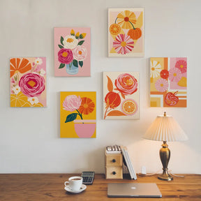 Malen nach Zahlen - 6 Mini-Gemälde | Hitzewelle Blüte-Set