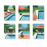 Malen nach Zahlen - 6 Mini-Gemälde | Schwimmbad Echo-Set