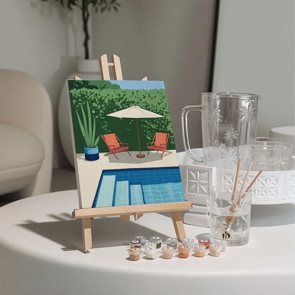 Malen nach Zahlen - 6 Mini-Gemälde | Schwimmbad Echo-Set